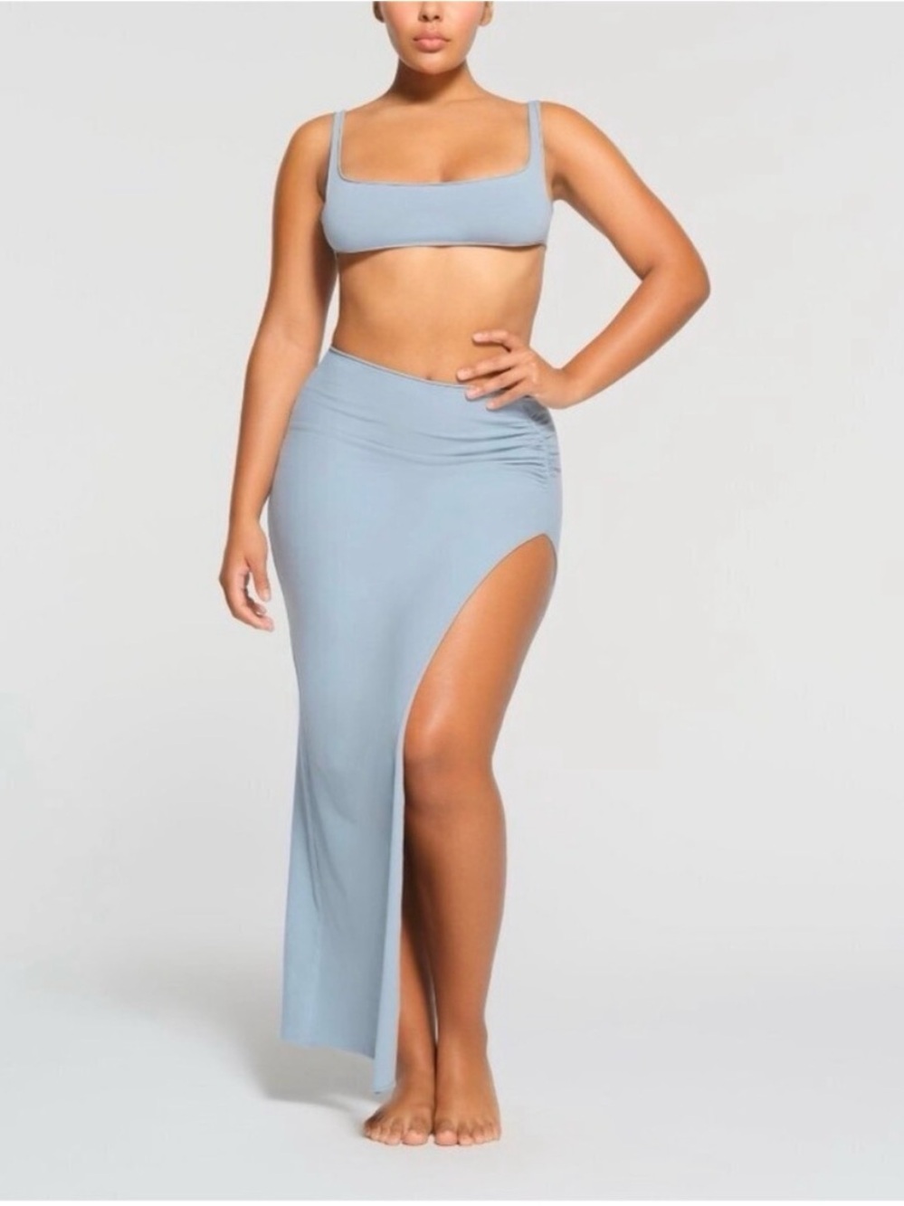 SKIMS Sky Blue High-Slit Maxi Skirt